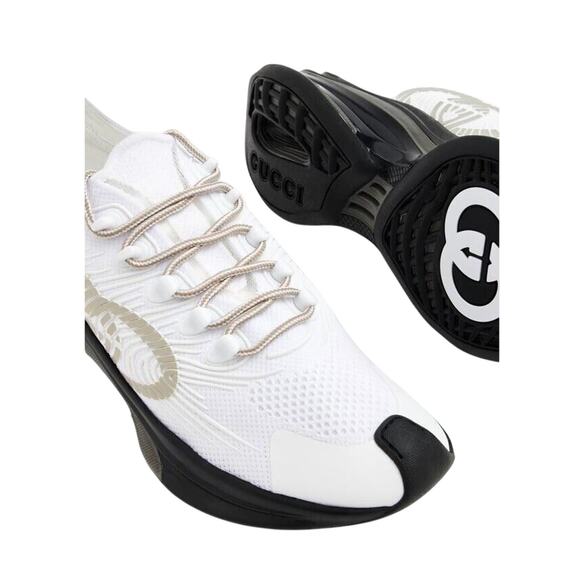 Gucci Run 36.5 /US 6.5 Knit Sneaker White Black Interlocking GG Logo Shoes NIB - Picture 2 of 10